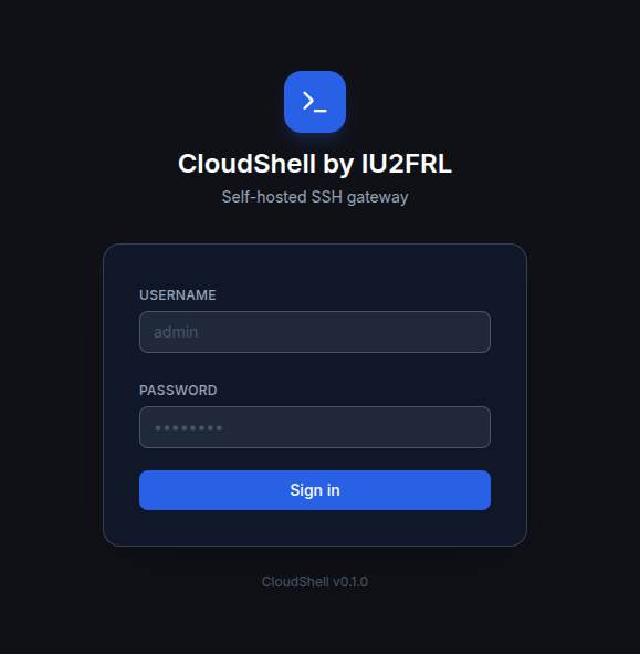 CloudShell login page